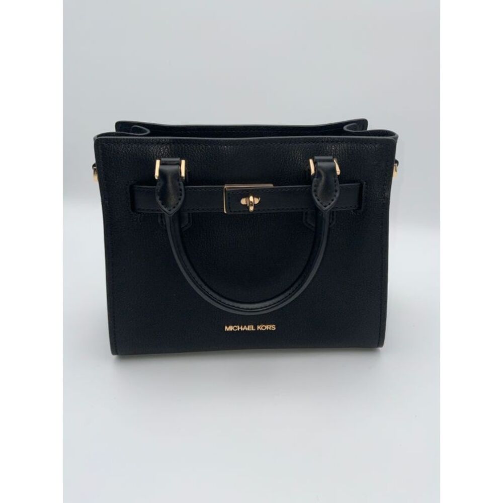 NWOT | Michael Kors Hamilton Black Leather Satchel | Gold Hardware - Picture 2 of 2